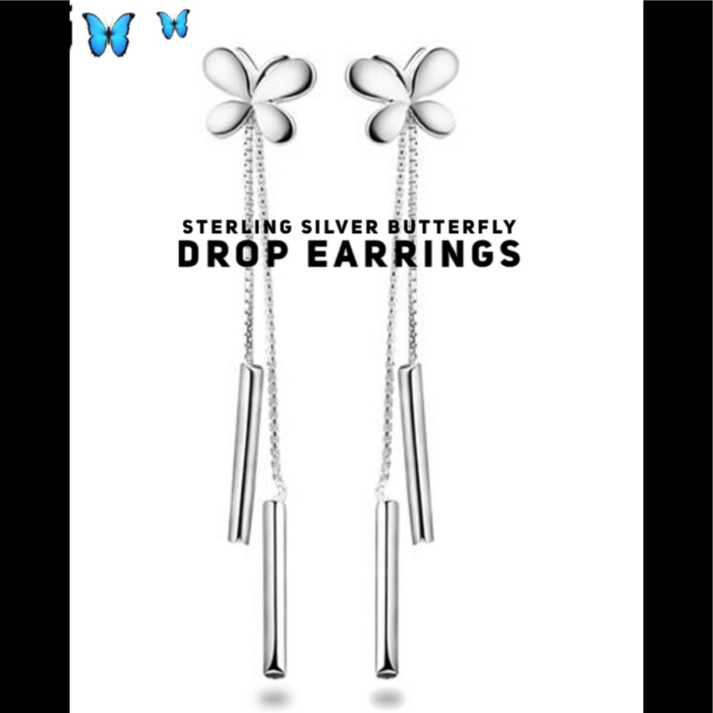 Sterling Silver  Butterfly Drop Earrings 🌺